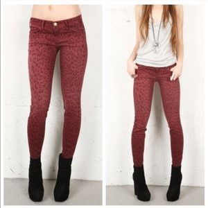 Current Elliott skinny jeans in burgundy leopard